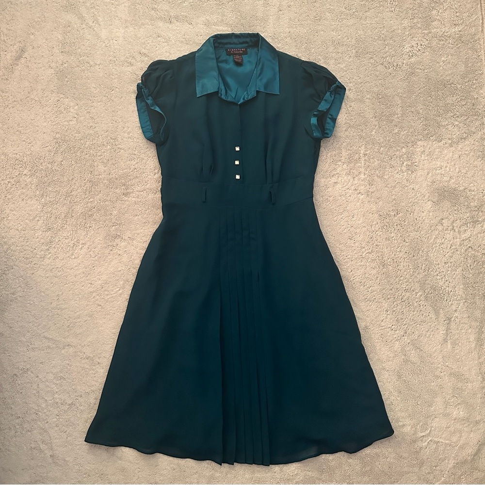 Signature by Robbie Bee Size 10 Emerald Short Sleeve Vintage Style Dress